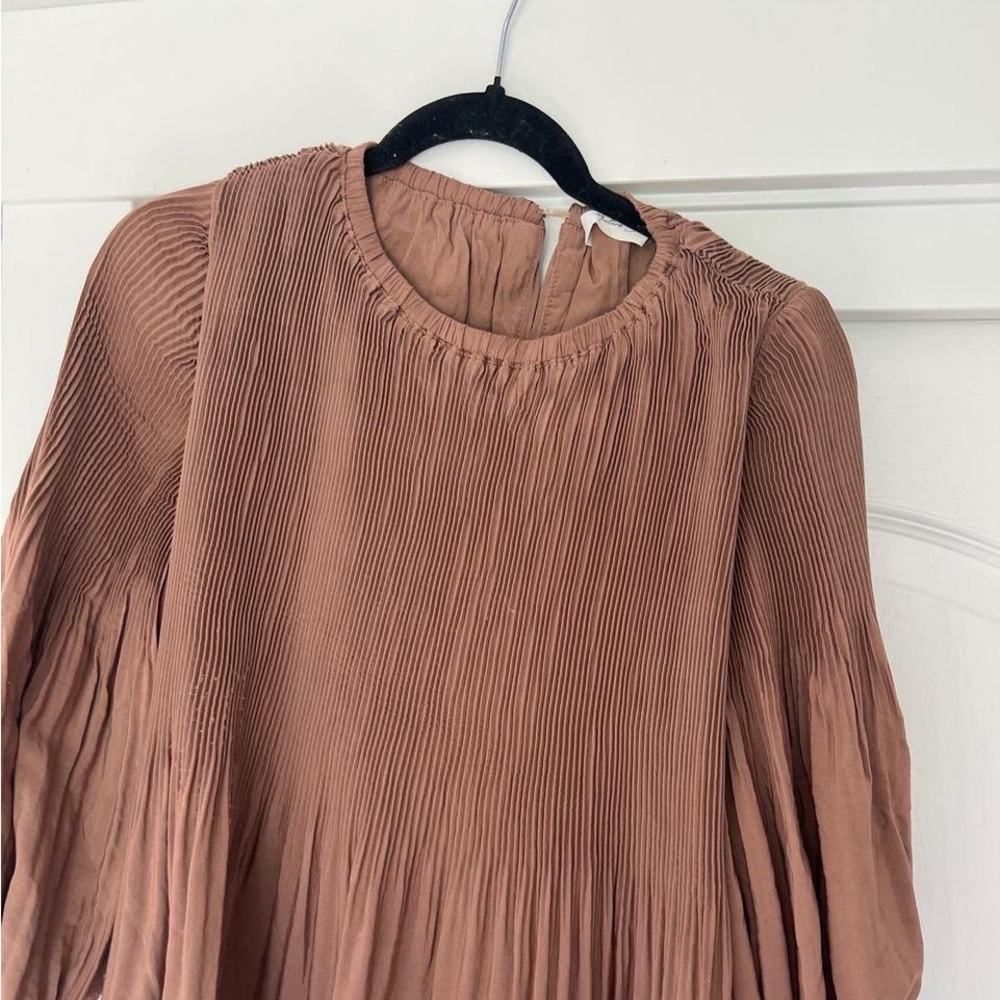 Pleated Brown mini dress